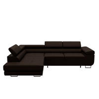 ECKSOFA VEMO EDGE Links Braun Velour-Stoff mit Bettkasten und Schlaffunktion - Dunkelbraun, Textil (200/270cm) - Barchello