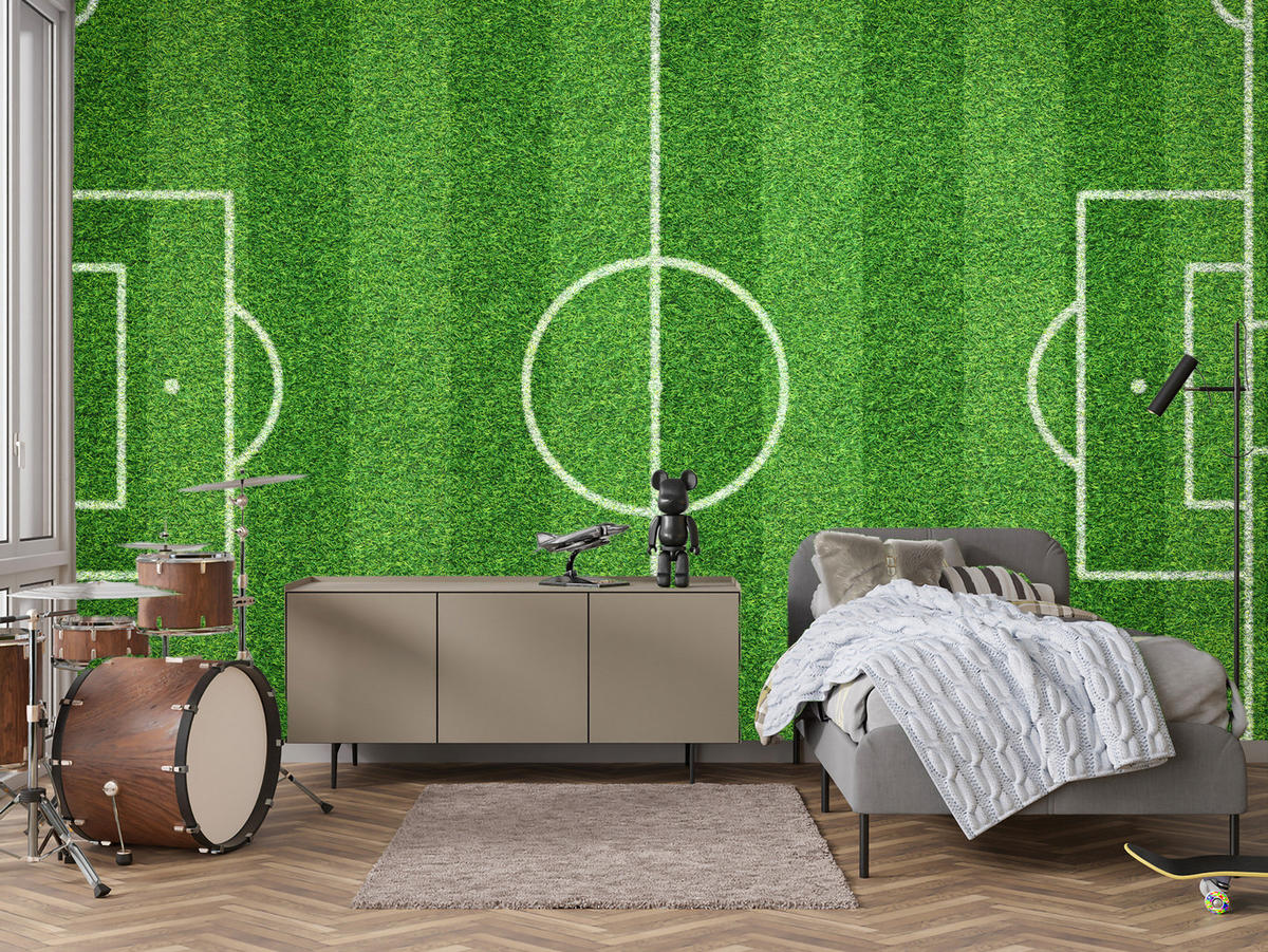 FOTOTAPETA Pre Študentskú Izbu Štadión Vtáčia Perspektíva Trávnik Ihrisko 250 x 175 cm - biela/zelená, papier (250/175cm) - Muralo