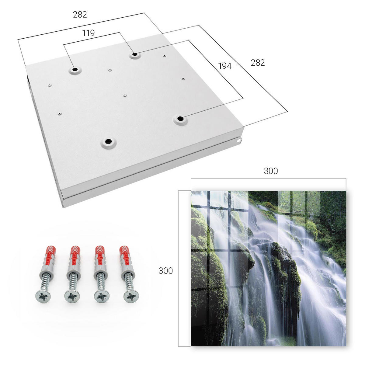 SCHLÜSSELBOX Weiß 30x30 cm – Türöffnung nach rechts - Grüner Wasserfall - Grün, Metall (30/30/5cm) - TULUP