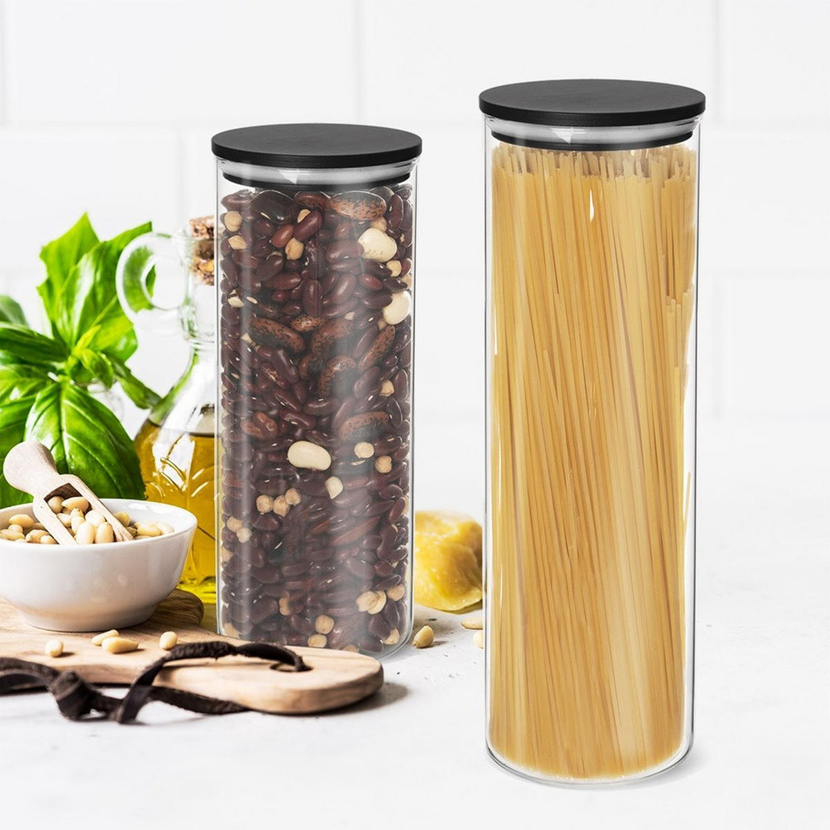 VORRATSGLAS Black-Design 1,2 l Transparent - Transparent, Glas (9/22/9cm) - Orion 
