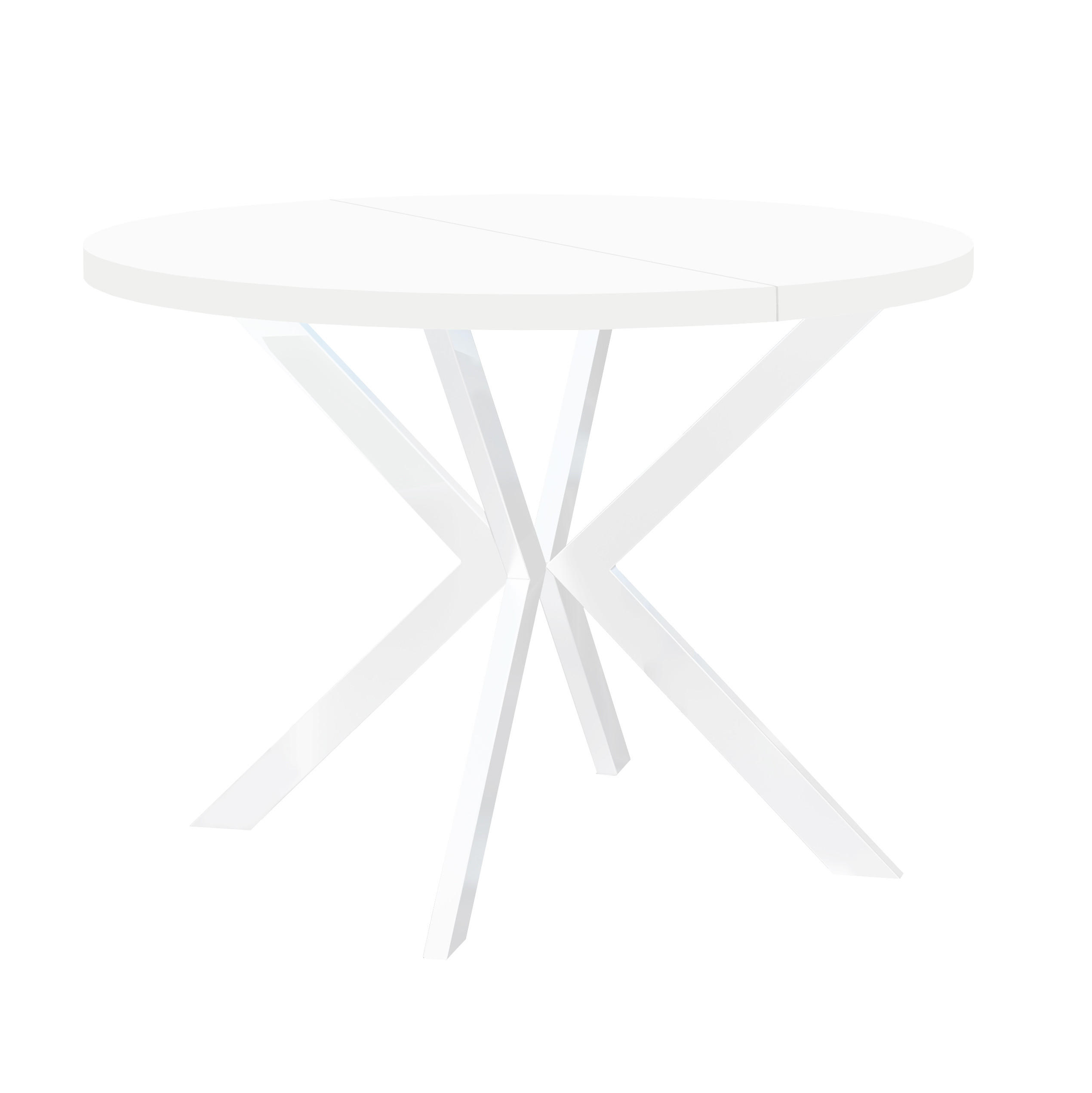 ESSTISCH ENDIK, Durchmesser: 100 / 200 cm, Farbe: Weiß - Weiß, Holz (200/100/77cm) - Dekori_Interiors