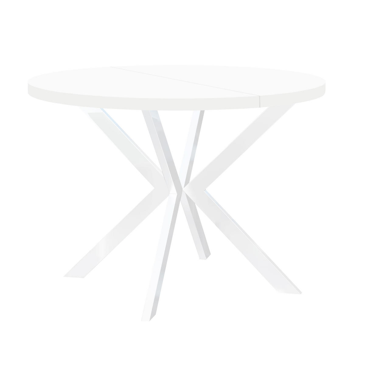 ESSTISCH ENDIK, Durchmesser: 100 / 200 cm, Farbe: Weiß - Weiß, Holz (200/100/77cm) - Dekori_Interiors