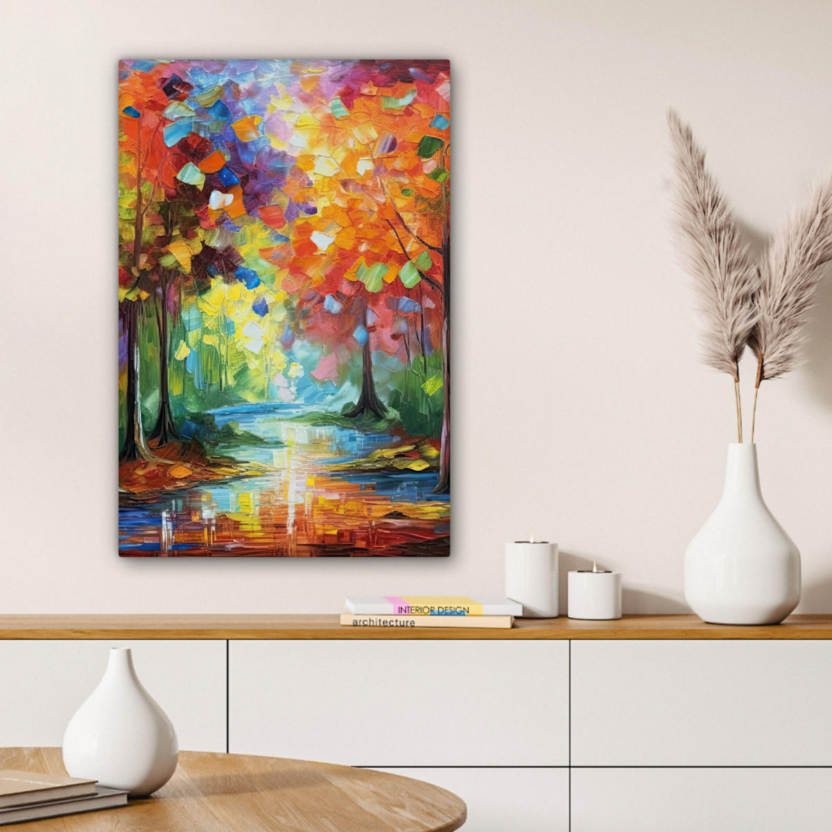 LEINWANDBILD Landschaft - Wald - Farben - Natur Wanddeko Schlafzimmer 60x90 cm - Multicolor, Textil (60/90cm) - MuchoWow