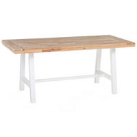 ESSTISCH Akazienholz weiß/hellbraun Scania - Hellbraun/Weiß, Holz (80/74/170cm) - Beliani