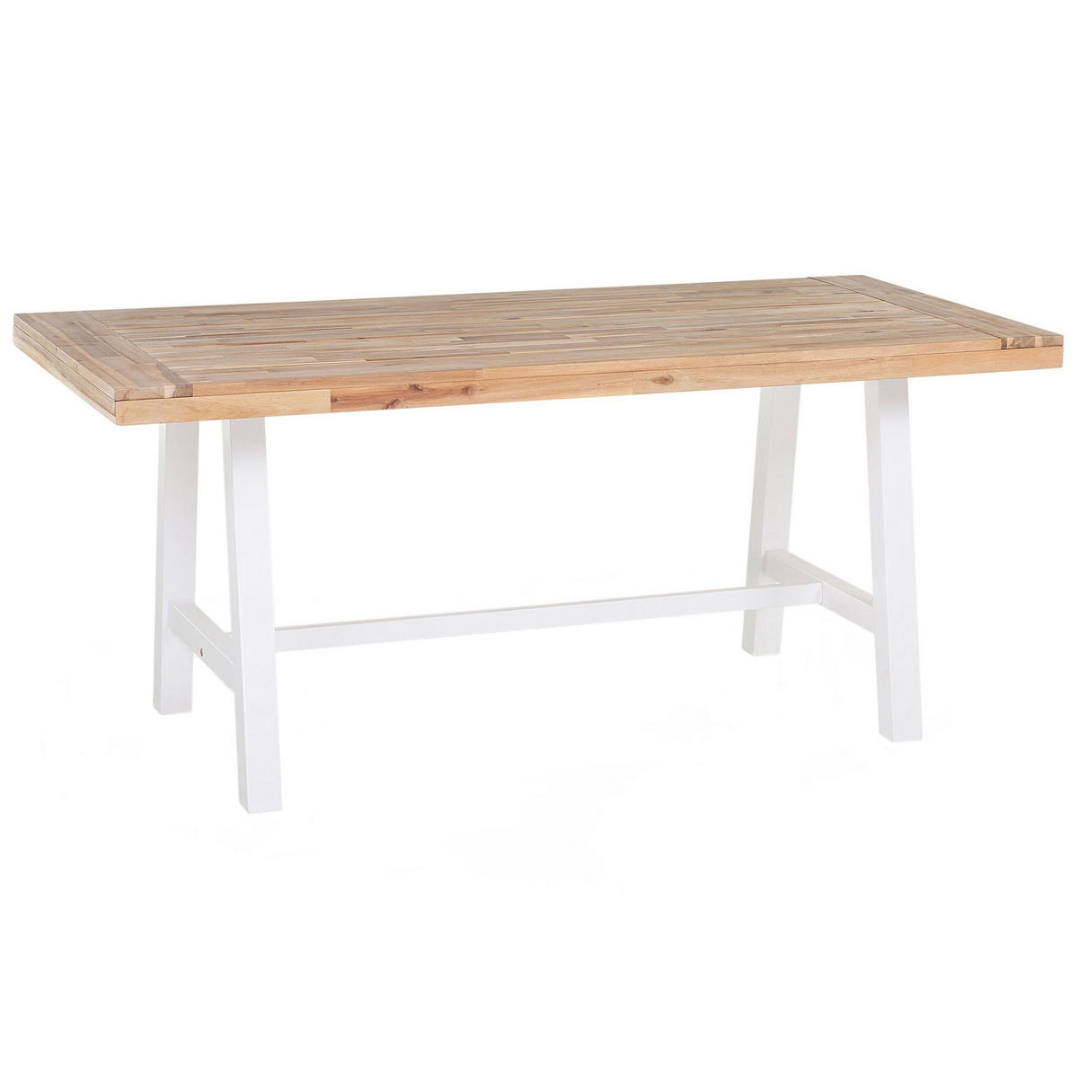 ESSTISCH Akazienholz weiß/hellbraun Scania - Hellbraun/Weiß, Holz (80/74/170cm) - Beliani