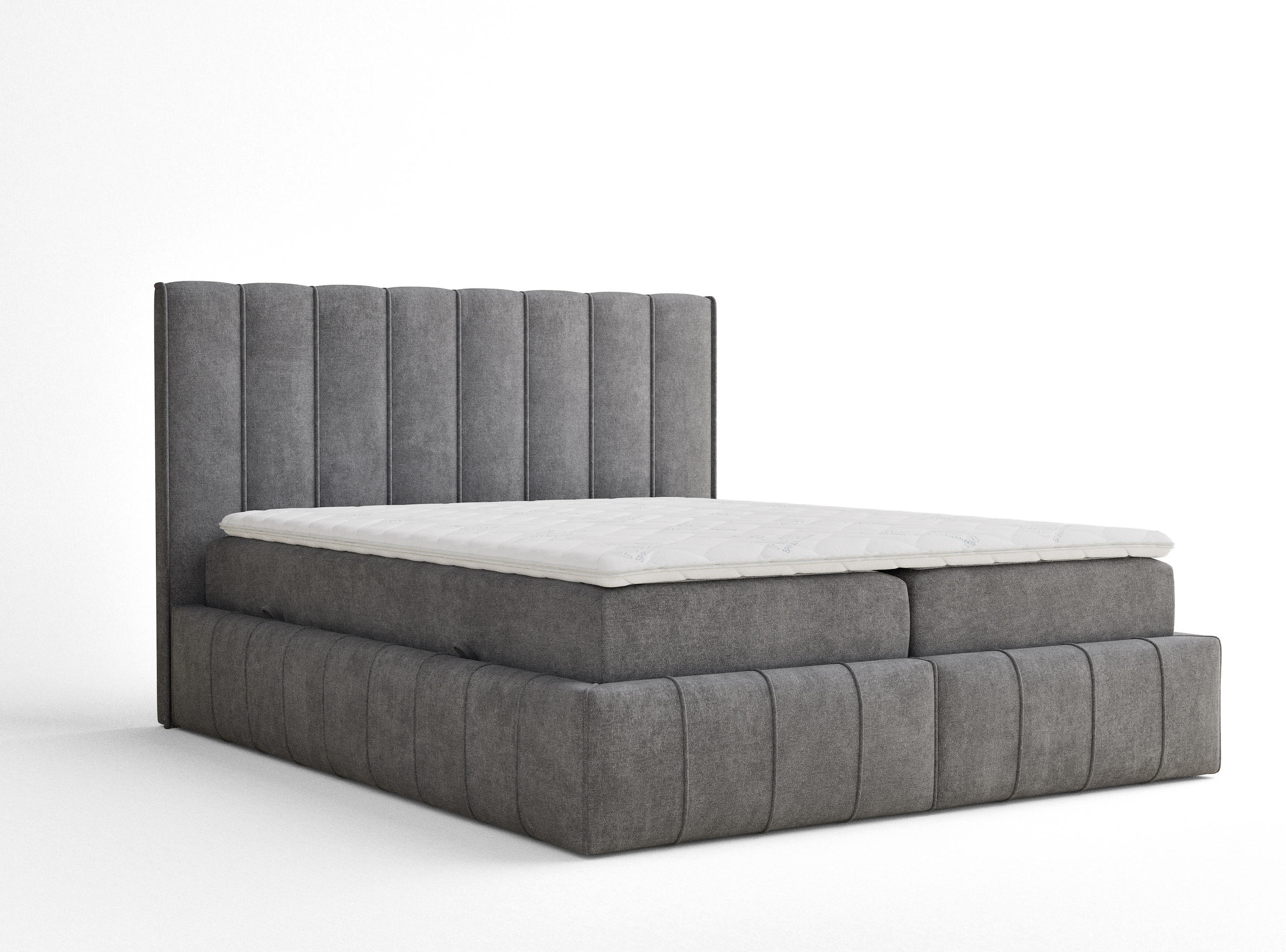 BOXBETT Moretti 200/200 cm, in Grau, Bettkasten, Matratze, Topper - Schwarz/Grau, Holz/Holzwerkstoff (200/200cm) - Maison de Reve