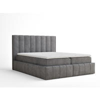 BOXBETT Moretti 200/200 cm, in Grau, Bettkasten, Matratze, Topper - Schwarz/Grau, Holz/Holzwerkstoff (200/200cm) - Maison de Reve