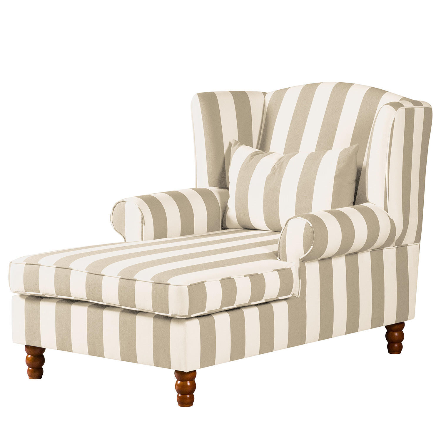 OHRENSESSEL - Webstoff - Beige/Weiß, Holz/Textil (94/95/134cm) - home24