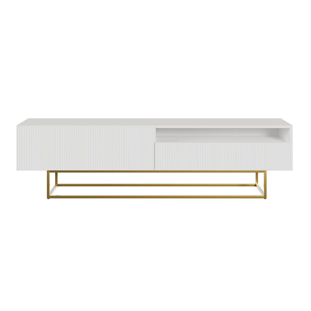 TV-SCHRANK Veldio Weiß mit offenem Fach und goldenen Metallbeinen 175 cm - Goldfarben/Weiß, Holzwerkstoff/Metall (175/46.5/31.6cm) - Selsey
