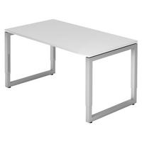 SCHREIBTISCH Serie-R 80/140/74 cm in Weiß/Silberfarben - Silberfarben/Weiß, Holzwerkstoff (80/140/74cm) - bümö