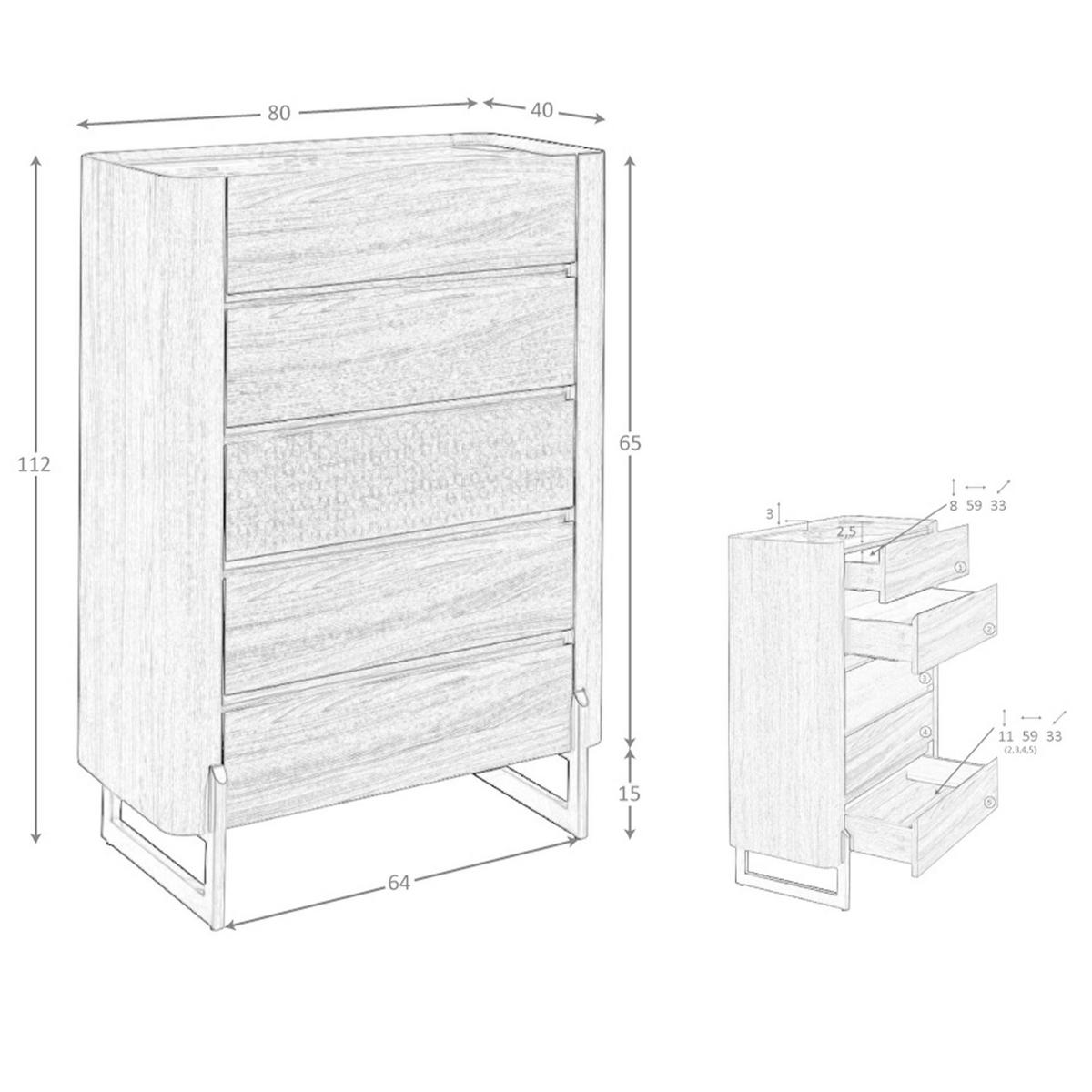 KOMMODE Chiffonier aus Nussbaum und dunklem metallisiertem Stahl mit Porzellanmarmorplatte 80/40/112 cm - Walnussfarben/Weiß, Holz (80/112/40cm) - ANGEL CERDA