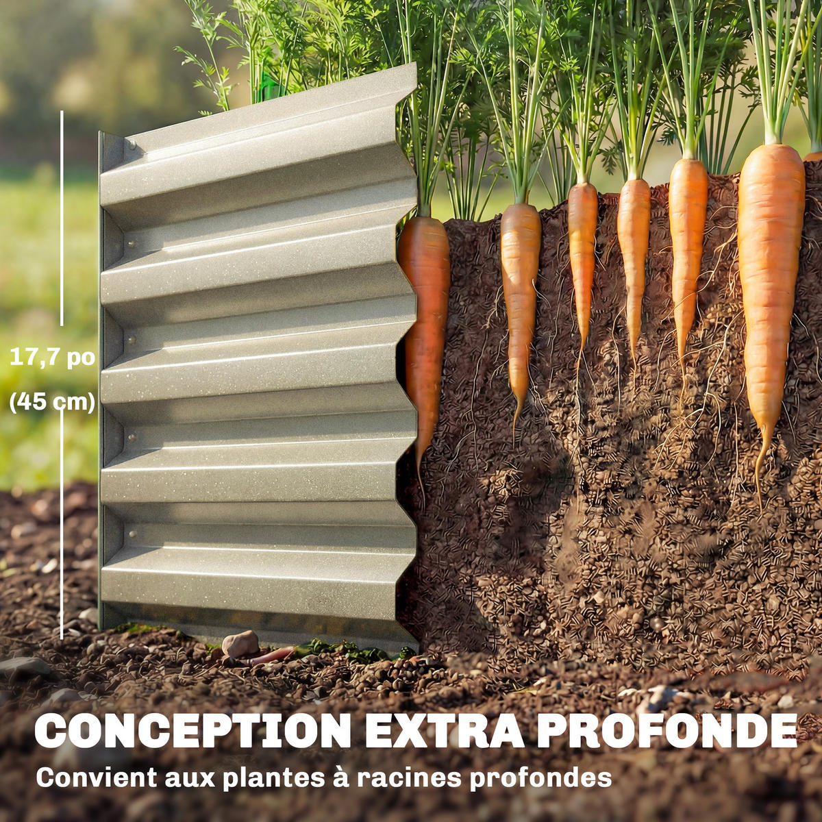 HOCHBEET DE-12297 240/40/45 cm, offener Boden, 395 L Silber - Grau, Metall (240/45/40cm) - ComfortXL