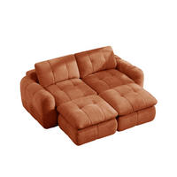SOFA 194/160/68 cm in Orange aus Chenille mit Ottomane - Orange, Textil (160/68/194cm) - Flora Grace
