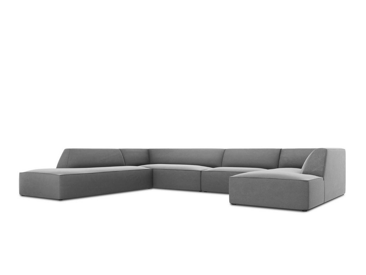 PANORAMASOFA links Ruby aus Samt grau 7 Sitzplätze - Grau, Textil (273/69/366cm) - Micadoni