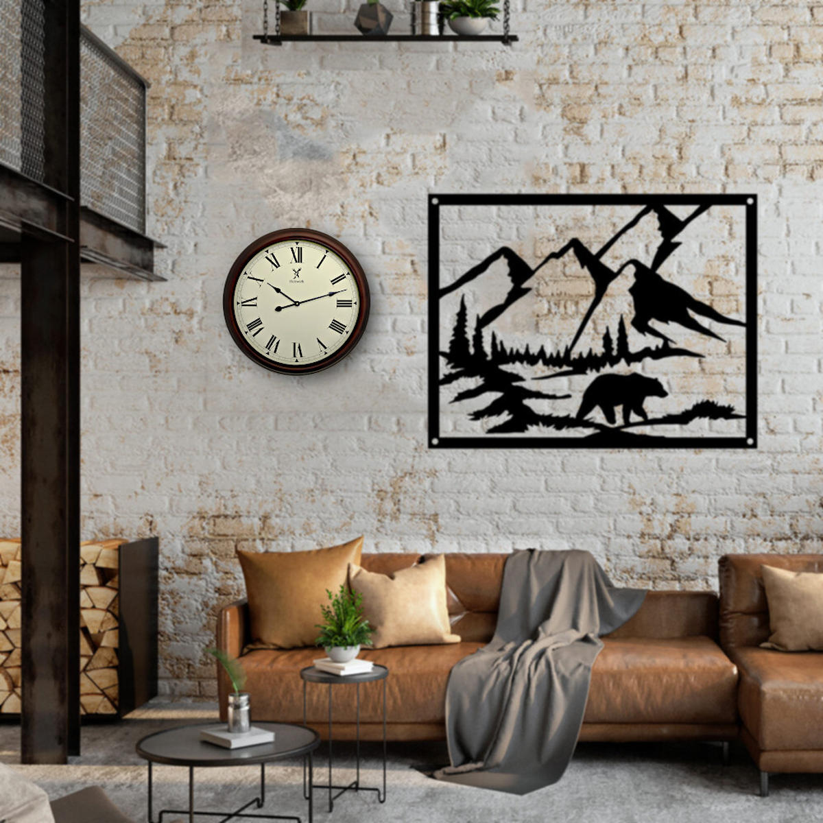 WANDUHR Holz Designer LEBACH Loft Wand Uhr, braun, weiß - Braun, Glas/Holz (60/60/5.5cm) - Holzwerk