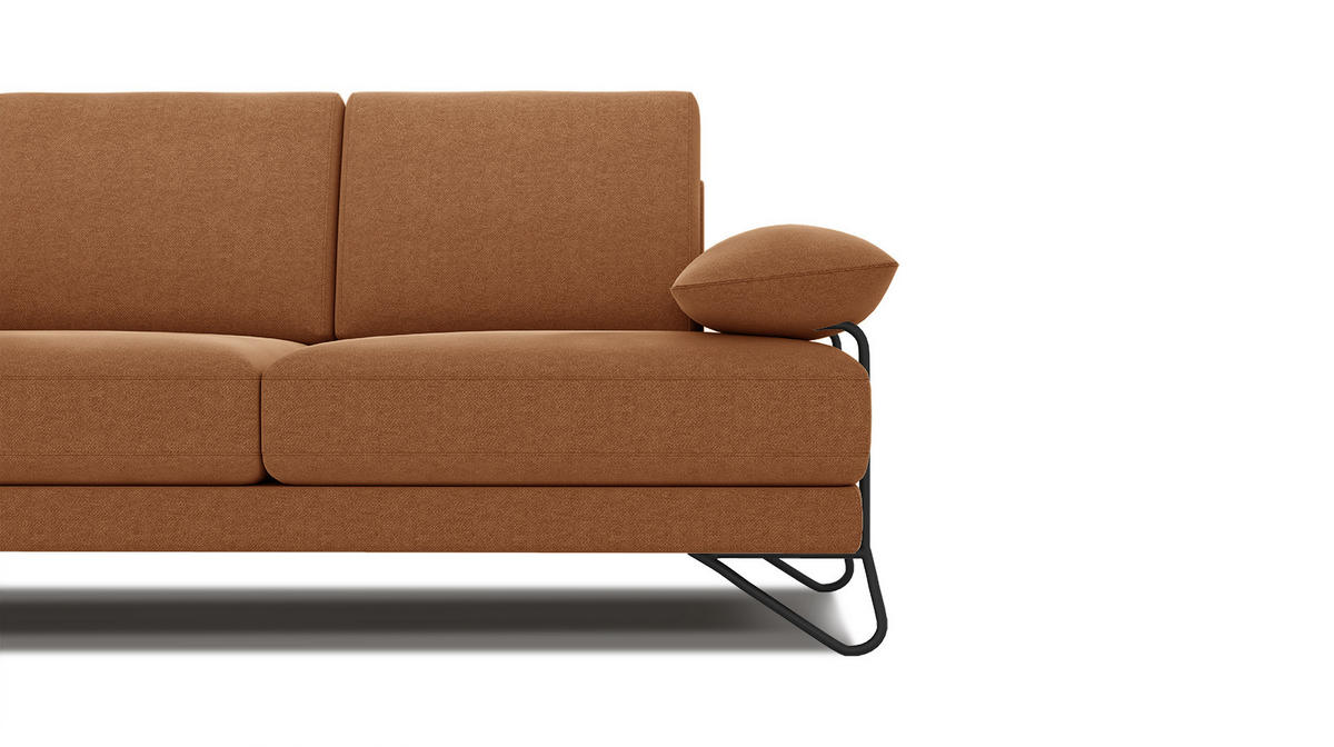SOFA LORI 2-Sitzer, orange - Schwarz/Orange, Holzwerkstoff/Textil (185/87/96cm) - Courtois Laville