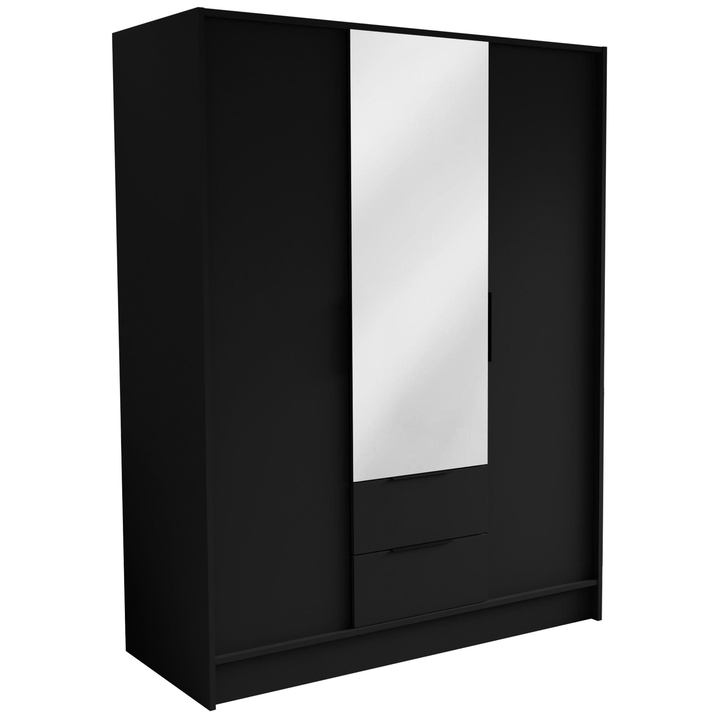 DREHTÜRENSCHRANK CAVA 150,5/200/51 cm Modern Kleiderschrank 2-türig Schwarz - Schwarz, Holzwerkstoff (150.5/200/51cm) - MASSENO