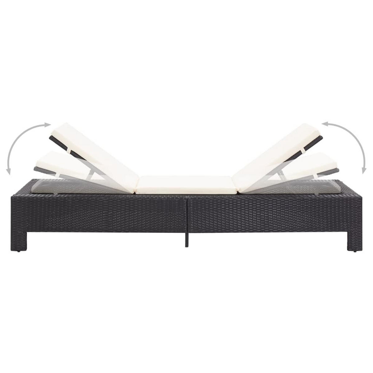 SONNENLIEGE mit Auflage Schwarz Poly Rattan - Schwarz, Holz (75/35/220cm) - furnicato