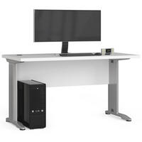 SCHREIBTISCH Weiß 135x60x76 cm - Silberfarben/Weiß, Holzwerkstoff (60/135/76cm) - Akord