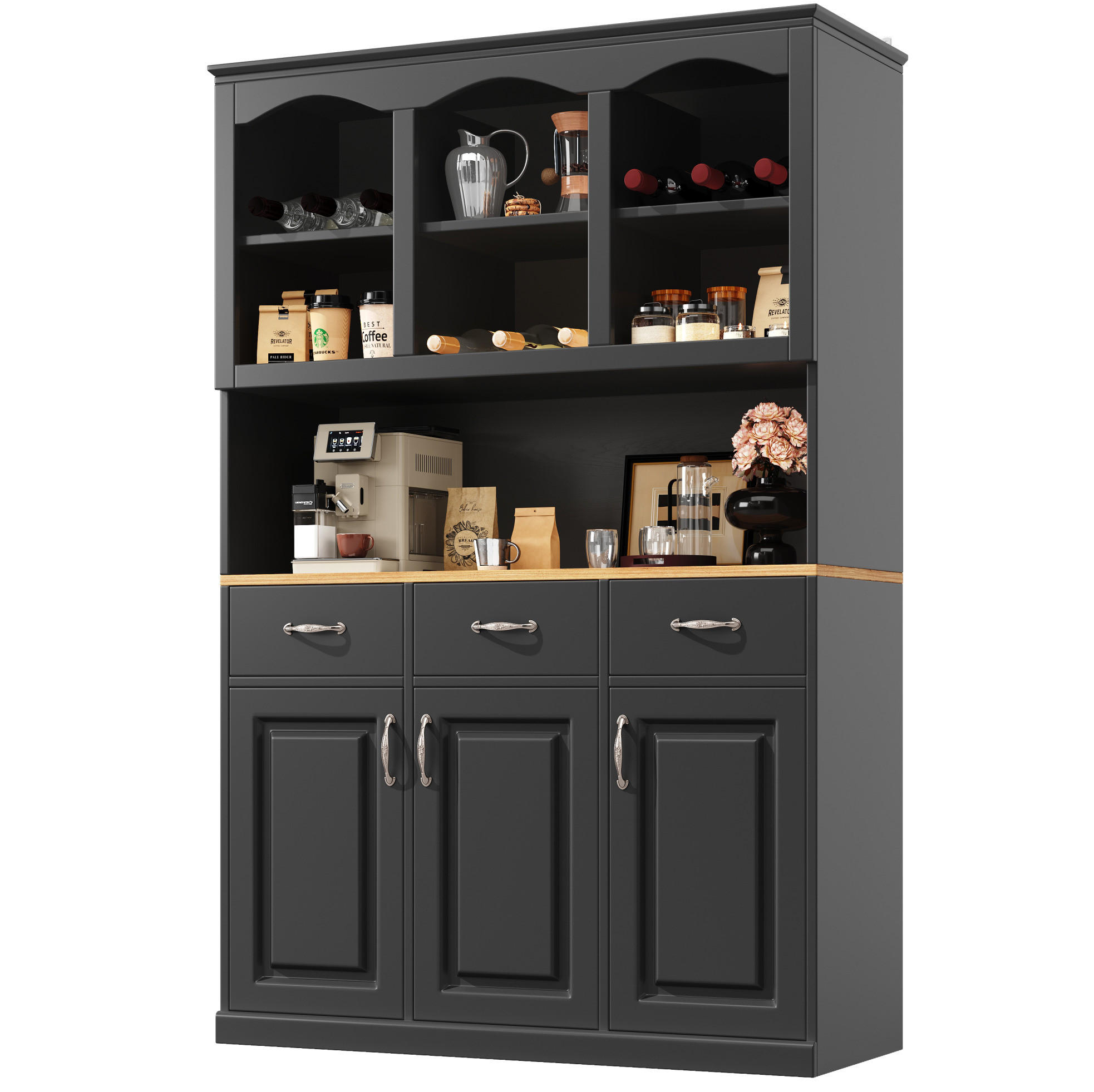 BUFFET 120/40/180 cm aus MDF mit LED-Beleuchtung Schwarz - Schwarz, Holzwerkstoff (120/180/40cm) - Modenvie