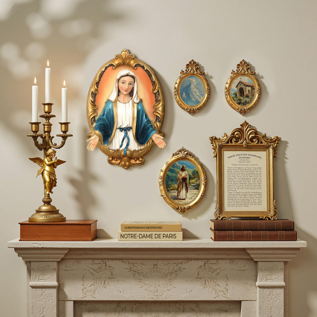 WANDDEKOR Heilige Maria, Symbol des Segens | B27.5 x T8 x H41 cm - Multicolor, Kunststoff (27.5/41/8cm) - Hometopia