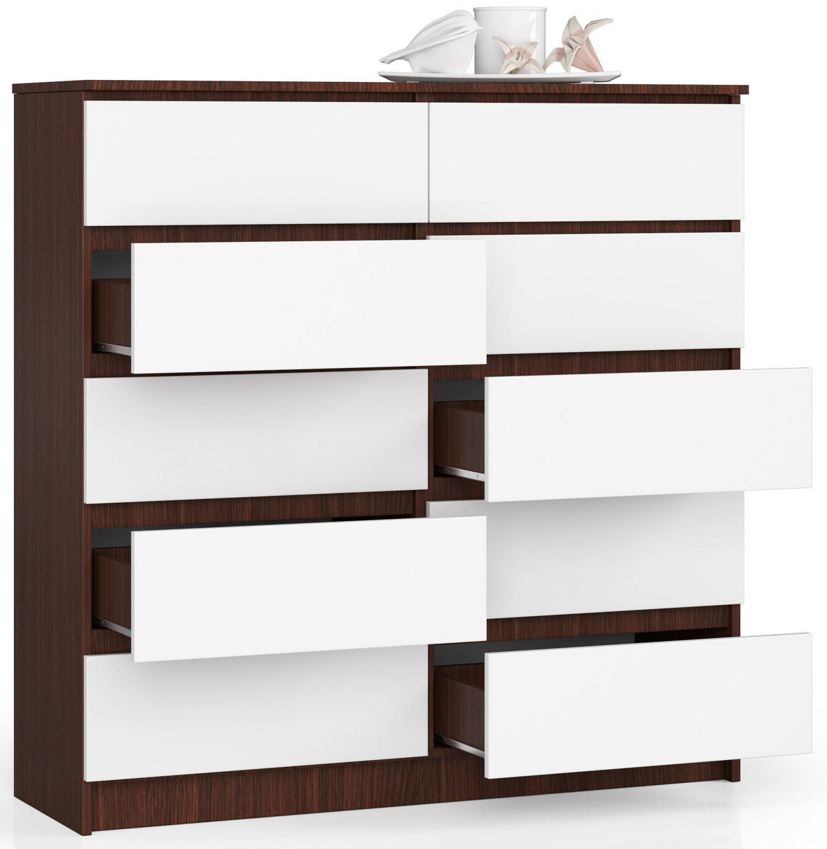 KOMMODE Dunkelbraun, Weiß 121/120/40 - Dunkelbraun/Weiß, Holzwerkstoff (120/121/40cm) - RAUMHIRSCH FURNITURE