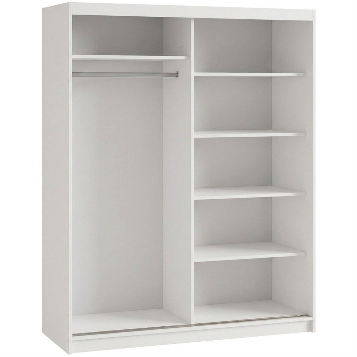 SCHWEBETÜRENSCHRANK Donatello 160/205/60 2-türig weiß mit Spiegel - Weiß, Holzwerkstoff (160/205/60cm) - Beautysofa