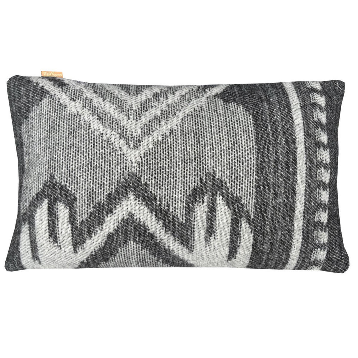 WOLLKISSEN Mochica schwarzes Ornament rechteckig 35x60 - Anthrazit/Hellgrau, Textil (60/35/12cm) - Malagoon