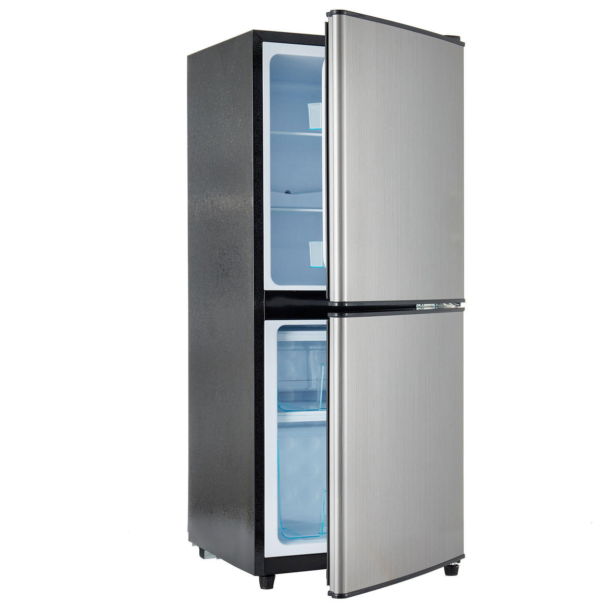 KÜHLSCHRÄNKE Gefrierkombination Freistehend Metall 106L Silber 45dB - Silberfarben, Metall (44.5/102/42.5cm) - Raelunyi