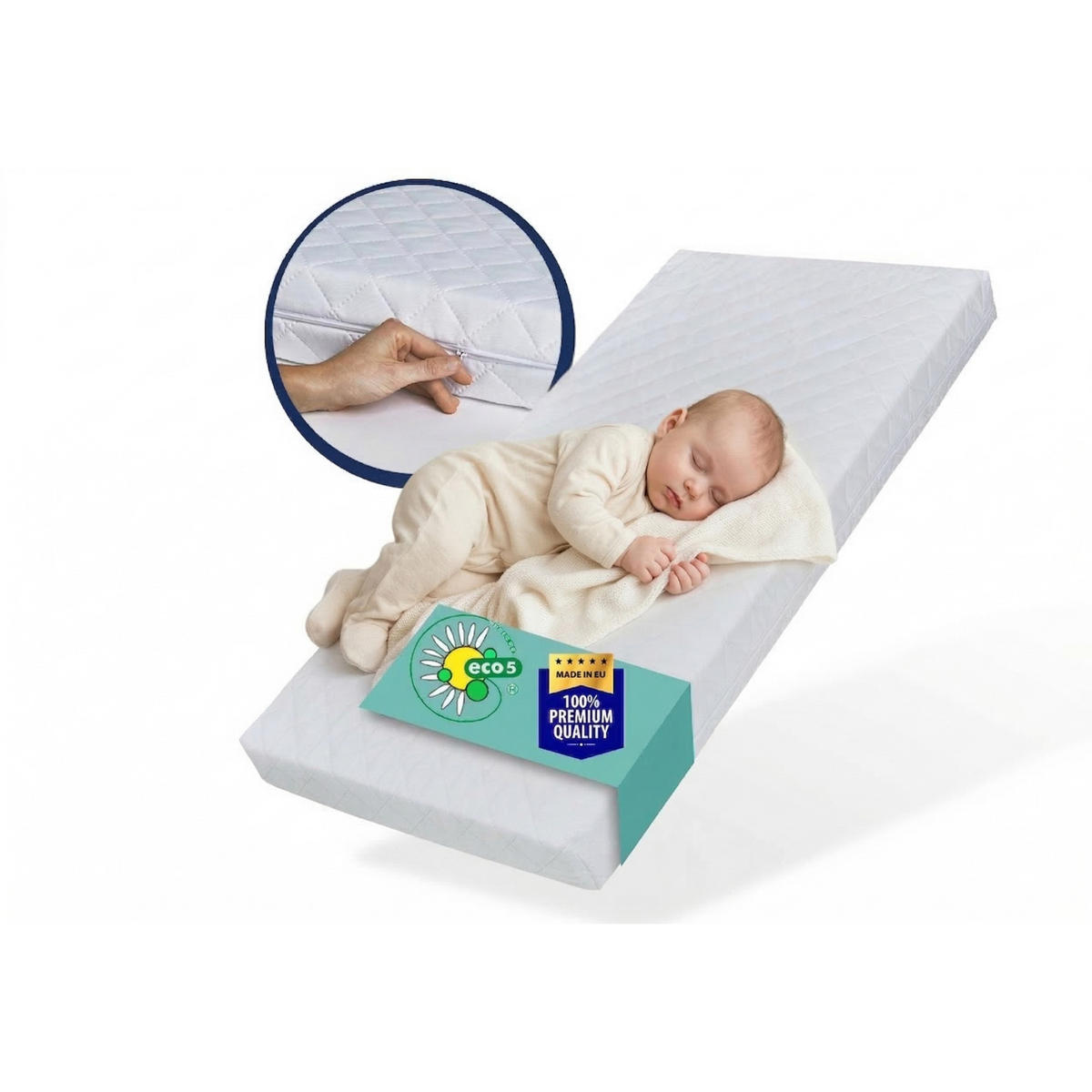 KINDERMATRATZE 60x120 cm 6cm hoch - Weiß, Naturmaterialien (60/120cm) - Kids Collective