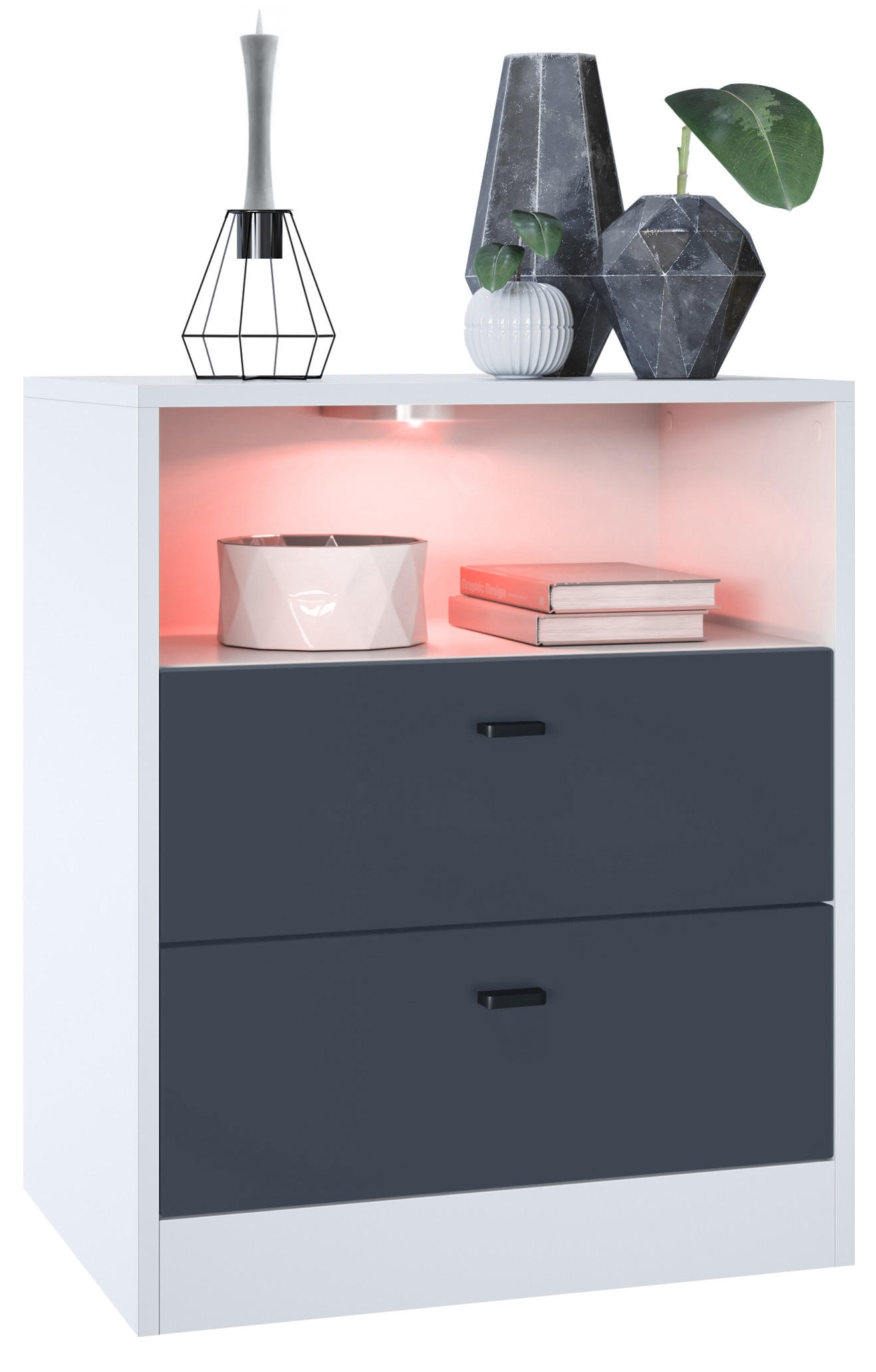 Vladon Kommode Anthrazit, Dunkelgrau 56x67.5x36 cm