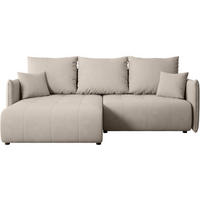 ECKSCHLAFSOFA Henry Mini beige links - Beige/Schwarz, Kunststoff/Textil (221/153cm) - Beautysofa