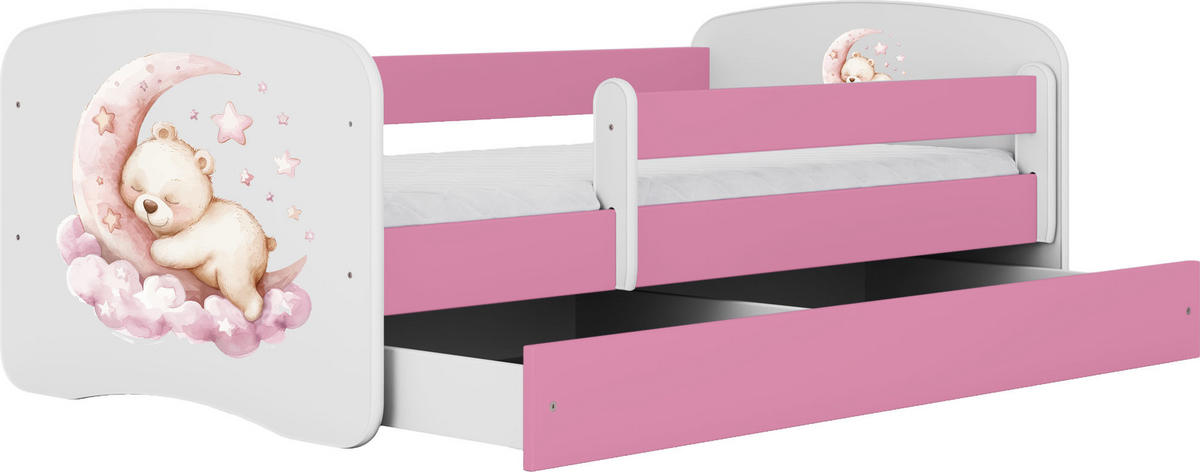 KINDERBETT Emily mit Schublade und Matratze, Rosa 80x180 cm - Roségold/Rosa, Holzwerkstoff (180/80cm) - WFL GROUP