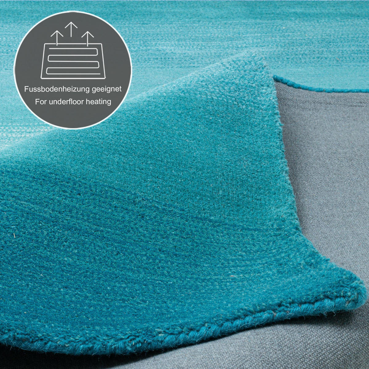 TUFTTEPPICH Wool Comfort 160x230 cm - Türkis, Textil (160/230cm) - THEKO