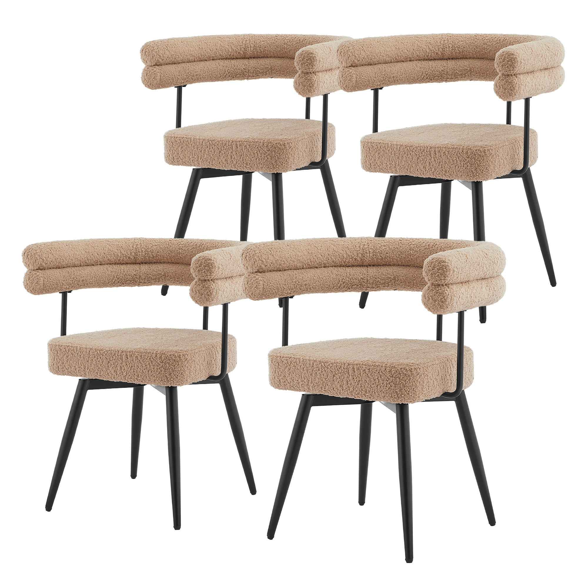 OTOČNÉ jídelní židle, sada 4 ks, hnědá, látka Teddy - černá/hnědá, kov/textil (63/75/55cm) - ML-DESIGN