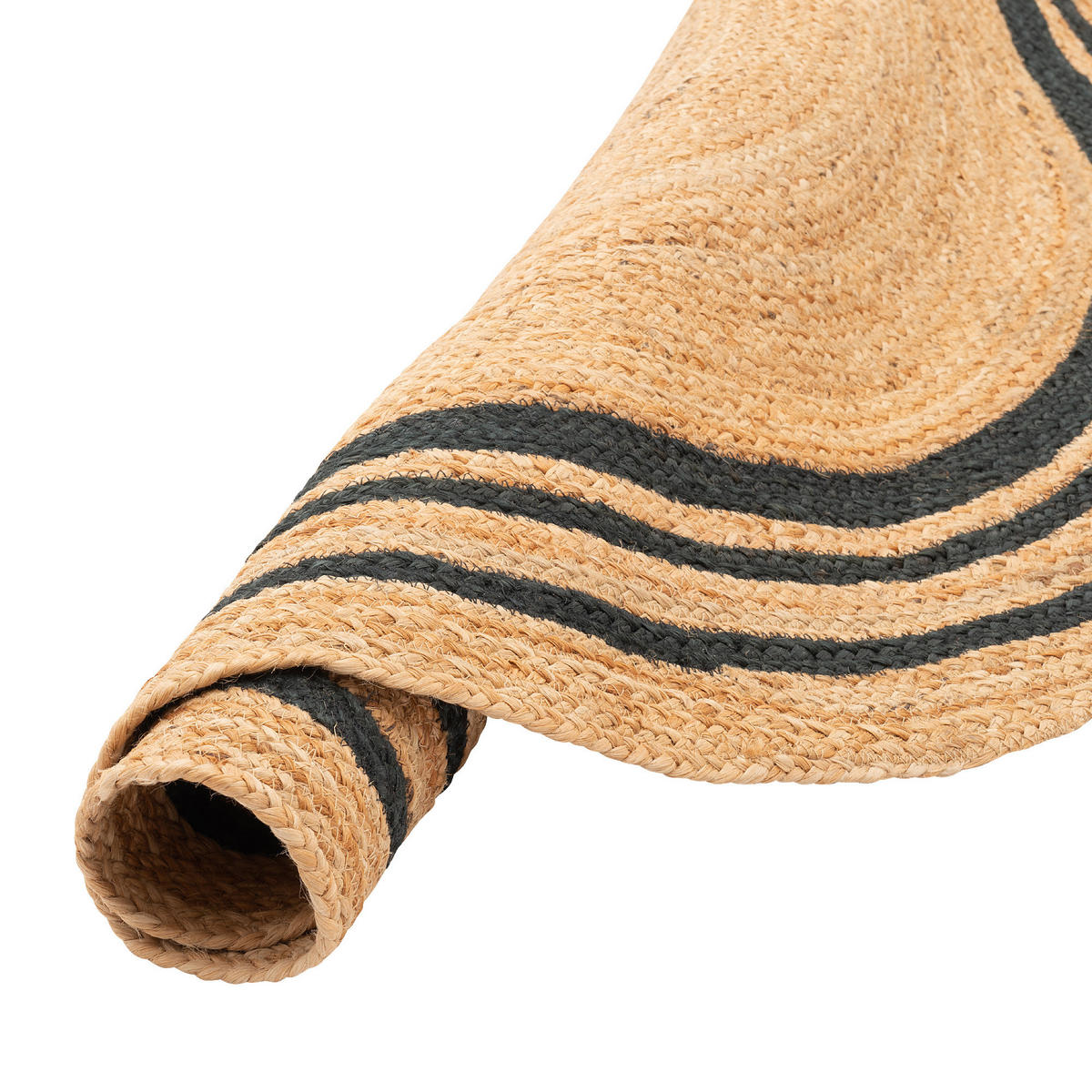 NATURFASER TEPPICH JUTE SALSA STREIFEN RUND - Anthrazit, Textil (100/100cm) - Pergamon