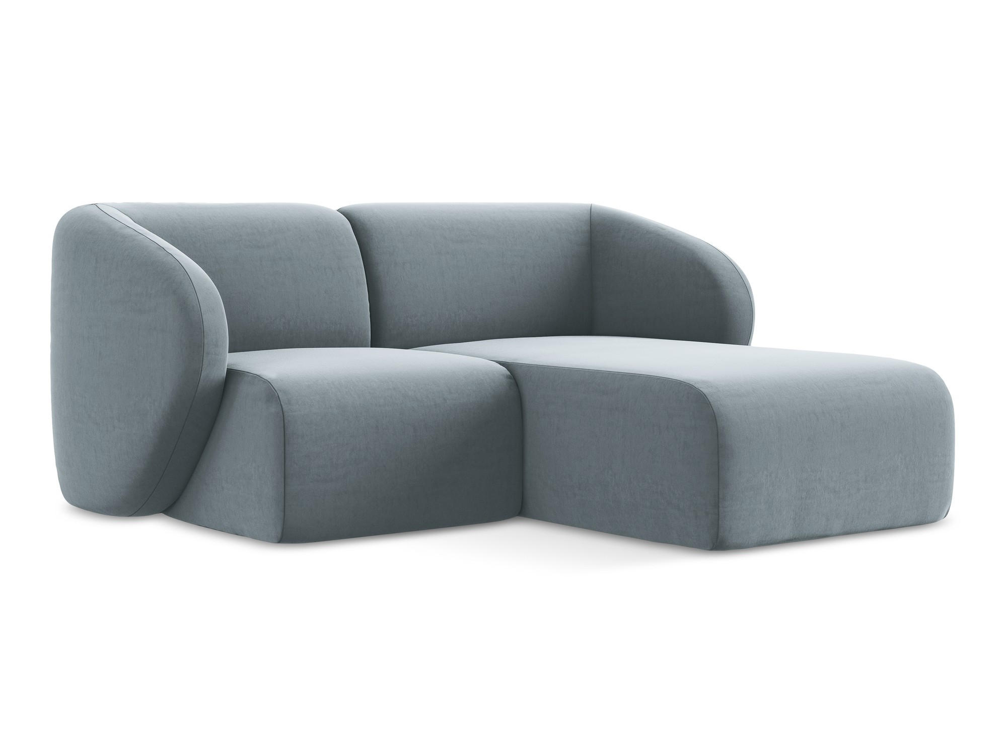 ECKSOFA Rechts Samt Stoff Blau - Schwarz/Hellblau, Holzwerkstoff/Kunststoff (178/166cm) - Makamii