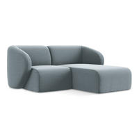 ECKSOFA Rechts Samt Stoff Blau - Schwarz/Hellblau, Holzwerkstoff/Kunststoff (178/166cm) - Makamii