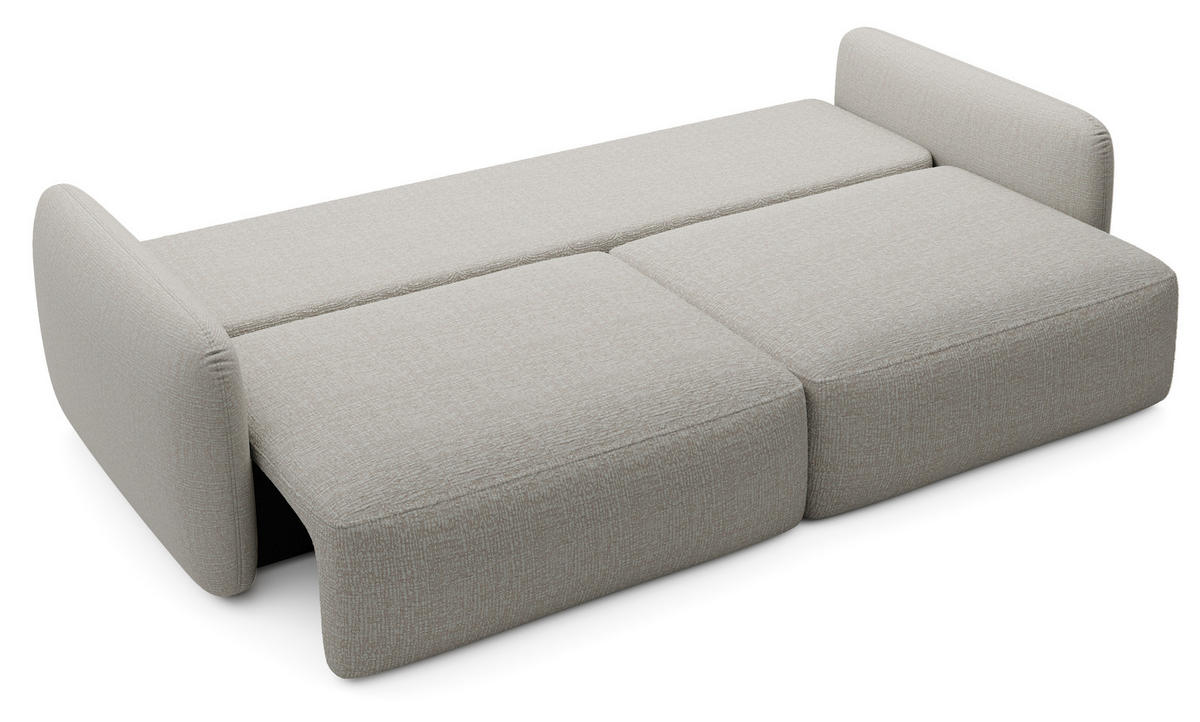 SCHLAFSOFA 240 cm Lumina, Chenille, Bettkasten, Hellgrau - Hellgrau, Holz (238/87/103cm) - Emporius