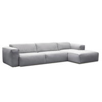 3-SITZER ECKSOFA mit Longchair - Hellgrau/Schwarz, Textil (317/173cm) - home24