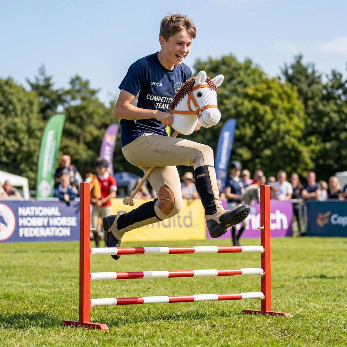 STECKENPFERD , Gesamtlänge 130 cm, weiß - Weiß, Textil (24/26cm) - tectake