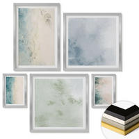 WANDBILDER 5er Set - 50x50 cm & 20x30 cm & 40x60 cm Silberner Rahmen - Aquarell-Leinwandstil - Silberfarben, Kunststoff (40/60cm) - ArtPrintCave