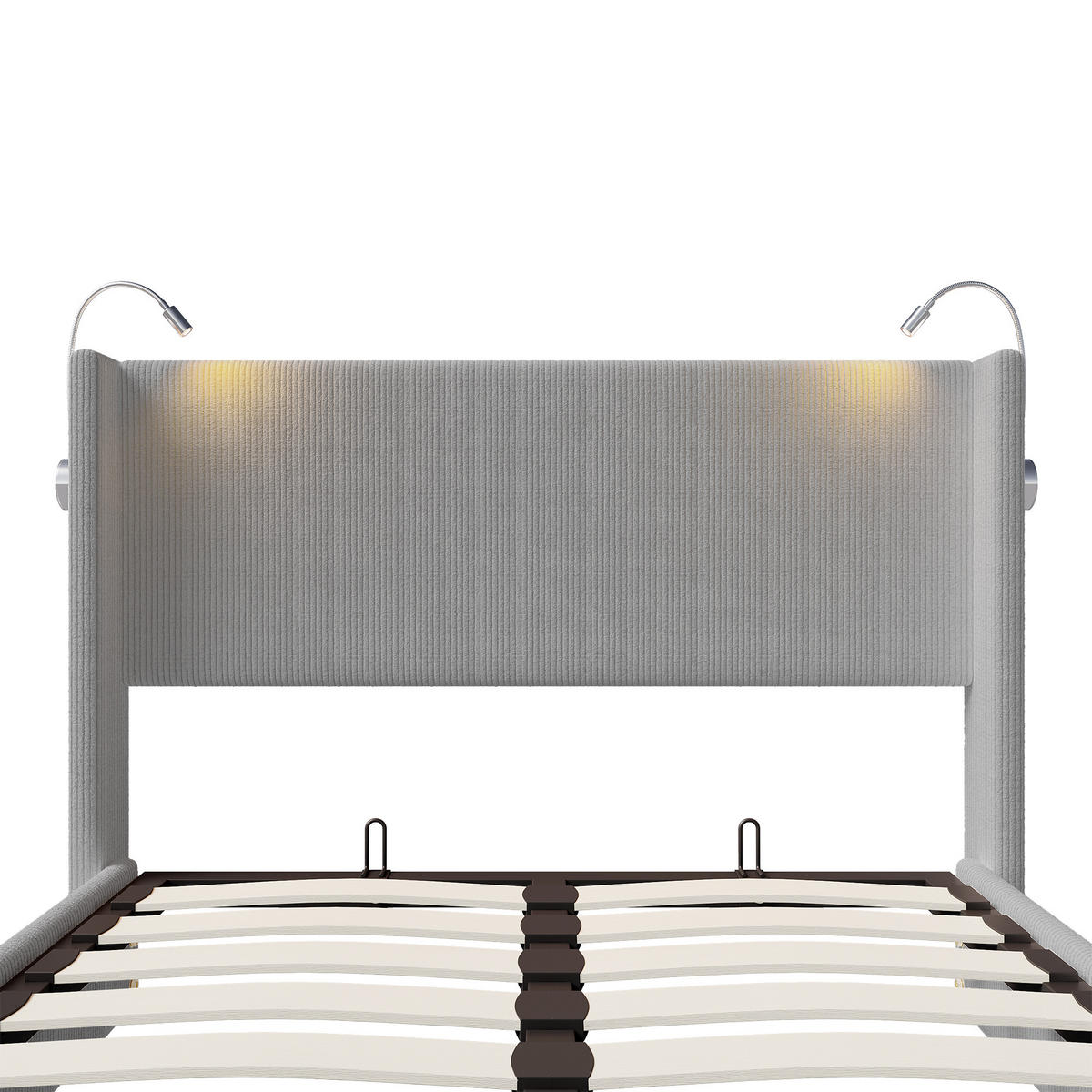 POLSTERBETT 140x200 cm USB Stauraum Lattenrost Cord grau - Grau, Holz (140/200cm) - LEBENLANG