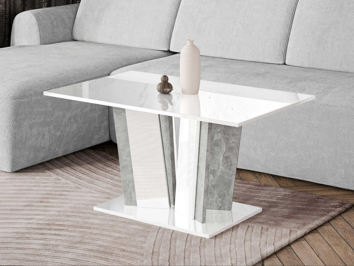 COUCHTISCH Doha II - Weiß Hochglanz/Grau, Holzwerkstoff (60/100/55cm) - MIRJAN24
