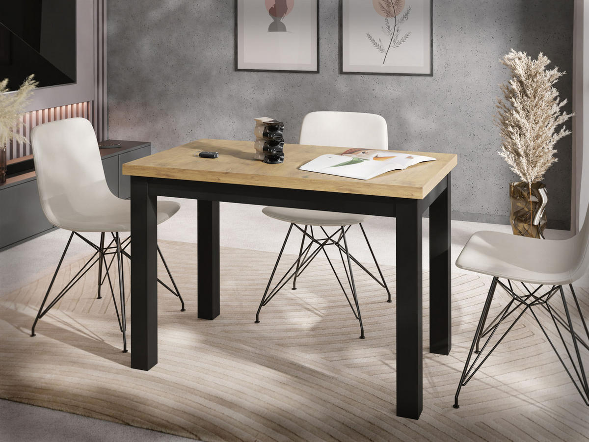 ESSTISCH Arden rechteckig, Eiche Hell Braun 100/60/73 cm - Eichefarben/Schwarz, Holz/Holzwerkstoff (100/60/73cm) - WFL GROUP