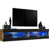 WOHNWAND TIVOLI SET4-WOTAN/BLACK+BLU Offener Raum Wotan Schwarz - Eiche Wotan/Schwarz, Holzwerkstoff/Kunststoff (200/41/35cm) - Komodee
