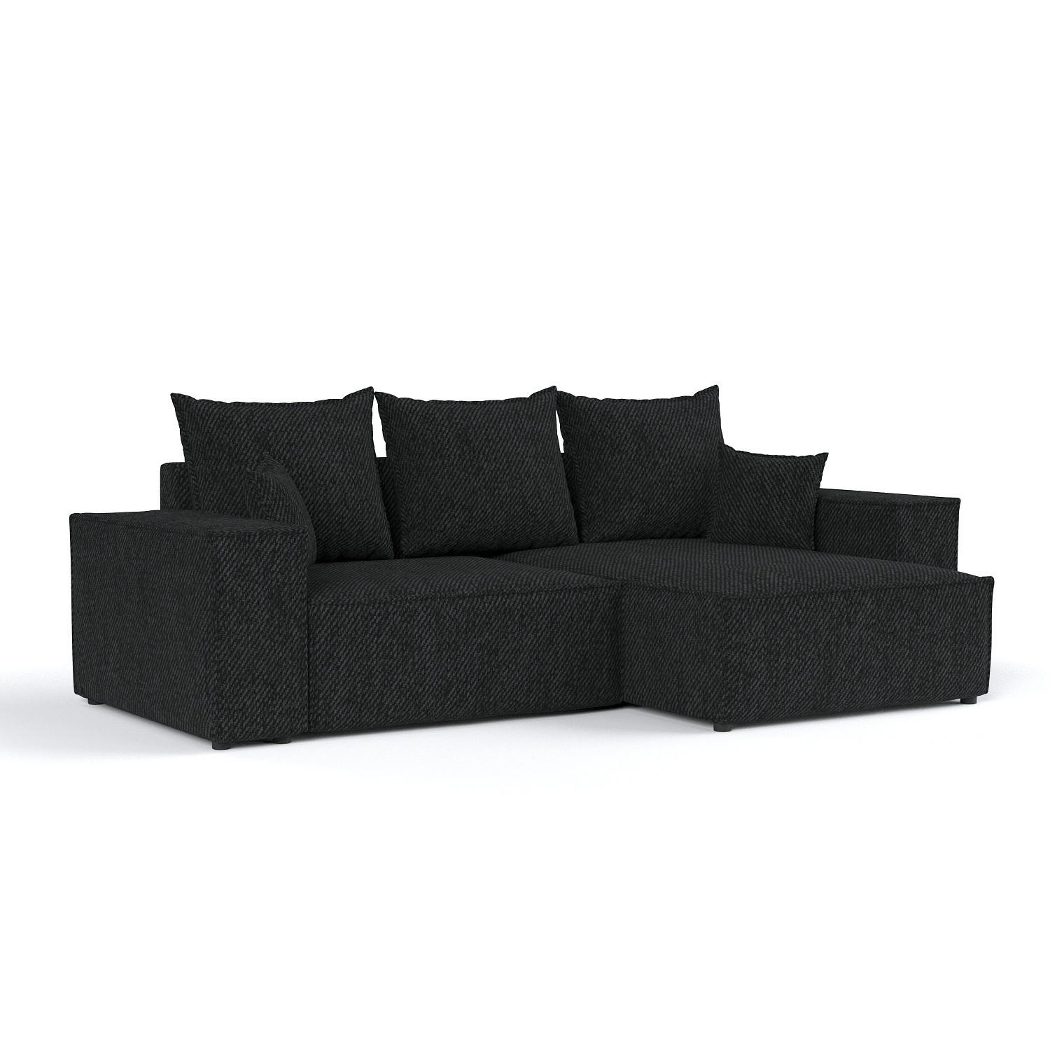 ECKSOFA SENSO mit Schlaffunktion Schwarz im Neve Stoff - Schwarz, Holz/Holzwerkstoff (255/148cm) - AltaBeds