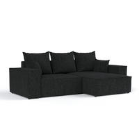 ECKSOFA SENSO mit Schlaffunktion Schwarz im Neve Stoff - Schwarz, Holz/Holzwerkstoff (255/148cm) - AltaBeds