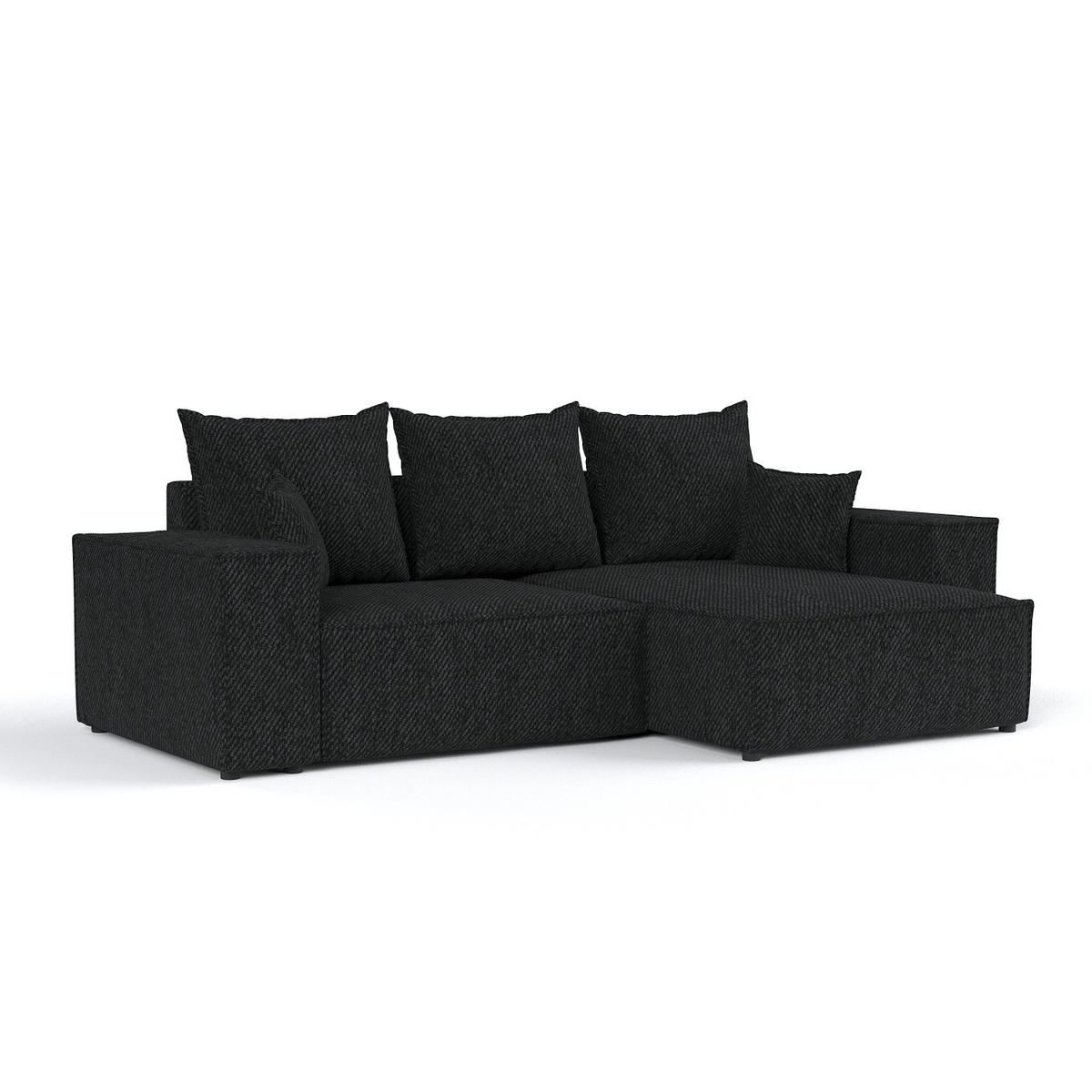 ECKSOFA SENSO mit Schlaffunktion Schwarz im Neve Stoff - Schwarz, Holz/Holzwerkstoff (255/148cm) - AltaBeds