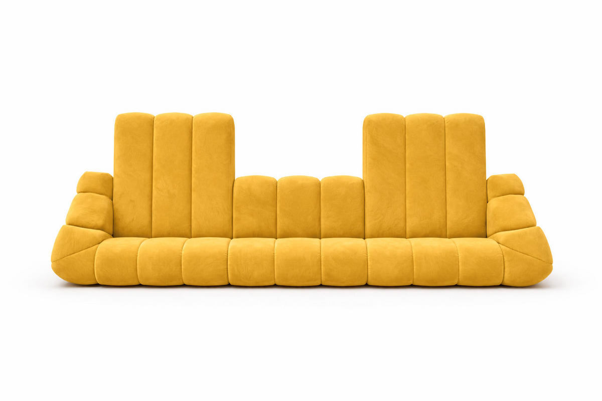 ECKSOFA Modulare U-Form, Veloursstoff Bluvel, Golden, CROISSANT U - Goldfarben, Holz (413/72/190cm) - Kaiser Möbel